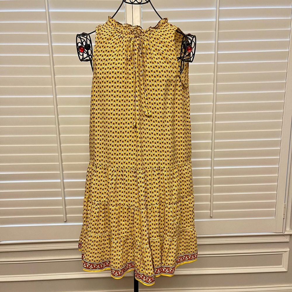 MAX STUDIO Floral Front-Tie Tiered BOHO Sheath Dress Yellow NWT Large